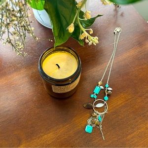 Blue Silver Costume Dangling Necklace